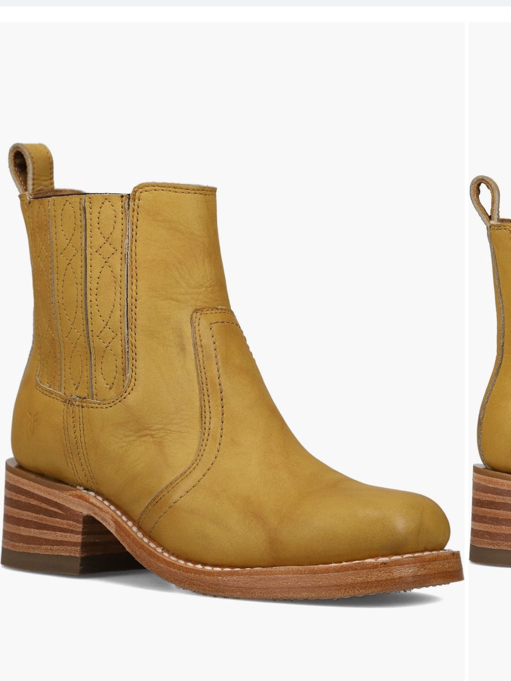 Frye Mustard Leather Chelsea Ankle Boots